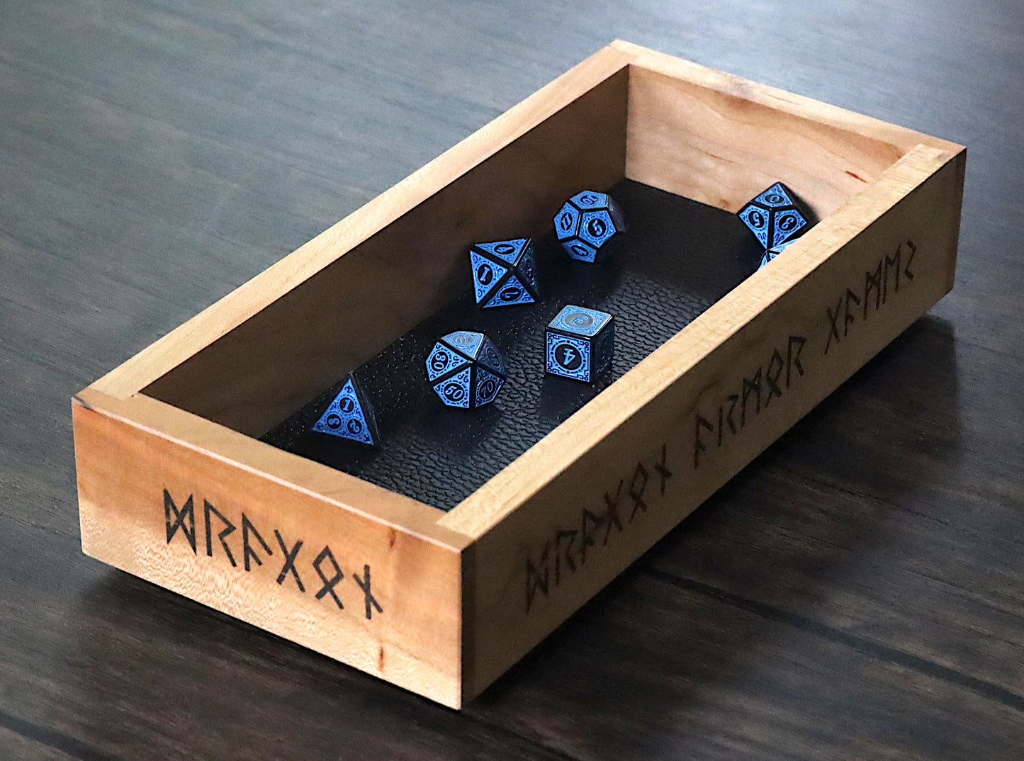 Viking Rune Dice Tray for Tabletop Gaming, Gamer Gift for Boyfriend, Husband, Son, Wooden DnD D20 Rolling Tray with Nordic Runes for TTRPG - Dragon Armor Games