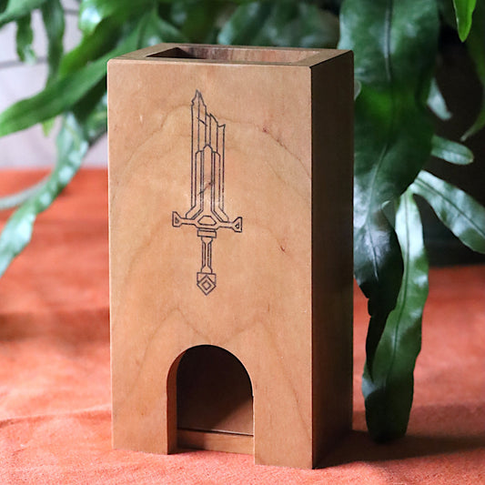 Small Cherry Dice Tower with Sword - Dragon Armor Games
