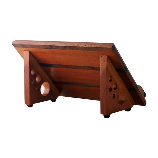 Cherry Wood Book Stand Walnut Stripes, Tablet Display Stand, Bookish Gift for Readers, Cookbook Holder, Book Accessory, Reading Nook Decor - Dragon Armor Games