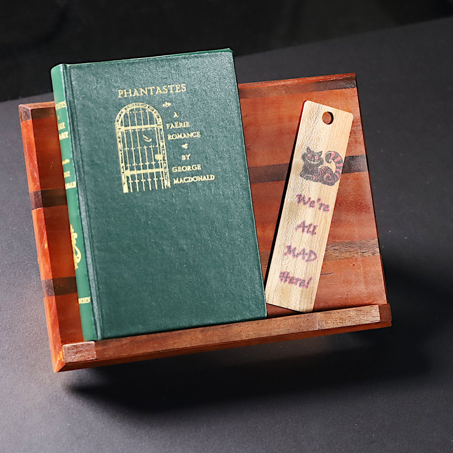 Cherry Wood Book Stand Walnut Stripes, Tablet Display Stand, Bookish Gift for Readers, Cookbook Holder, Book Accessory, Reading Nook Decor - Dragon Armor Games