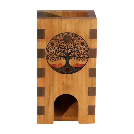 Tree of Life Wood Dice Tower, TTRPG Dice Roller for Dungeons and Dragons, Pathfinder, Shadowrun Gaming Setup, DnD Player Gift for Dad - Dragon Armor Games