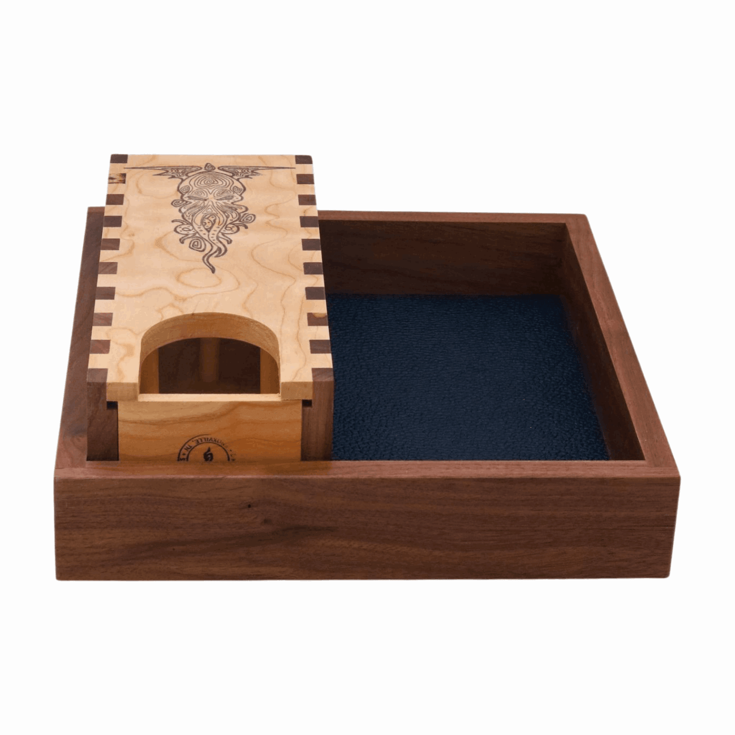 Wooden Cthulhu Dice Roller in Walnut Dice Tray - Dragon Armor Games