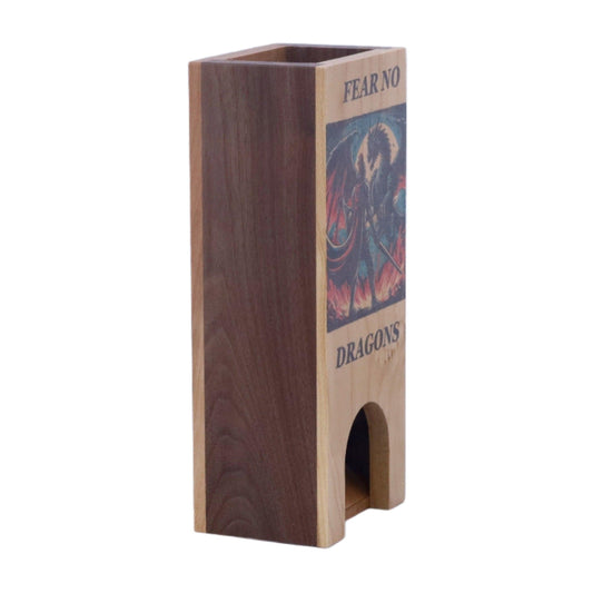 Knight & Dragon Dice Tower Wood DnD Dice Roller with Medieval Armor & Sword for Pathfinder, TTRPG Setup, Dungeon Master Gift for Fighter 5e - Dragon Armor Games