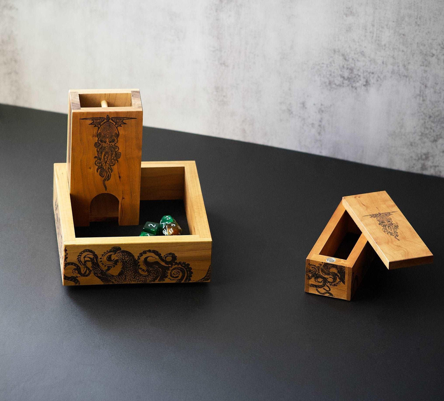 Cthulhu Dice Tower, Dice Vault, and Dice Tray with Tentacle Design