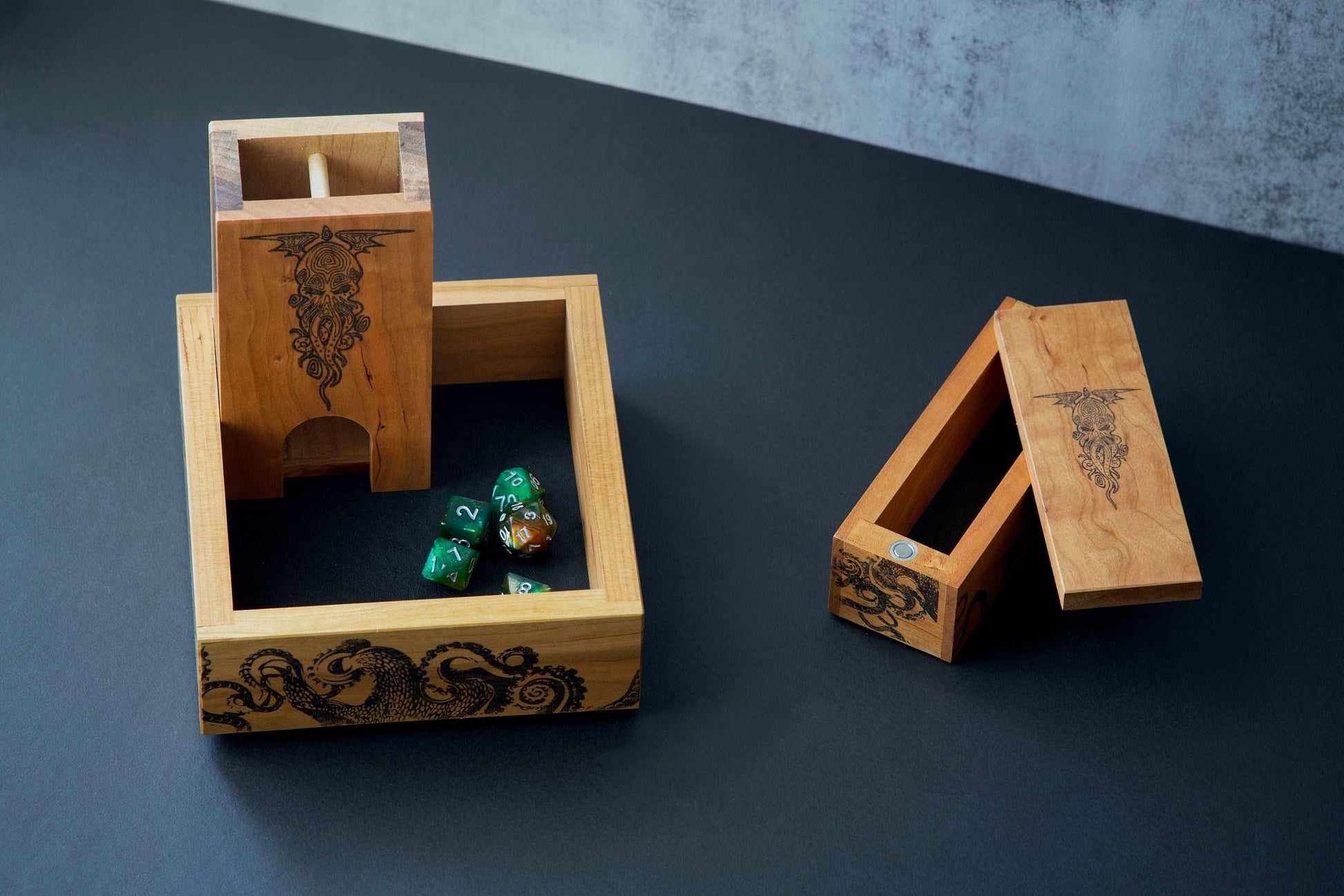 Cthulhu Dice Tower, Dice Vault, and Dice Tray with Tentacle Design
