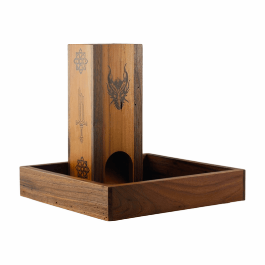 Large Walnut Wood Dice Tray for Tabletop Gaming - Dragon Armor Games