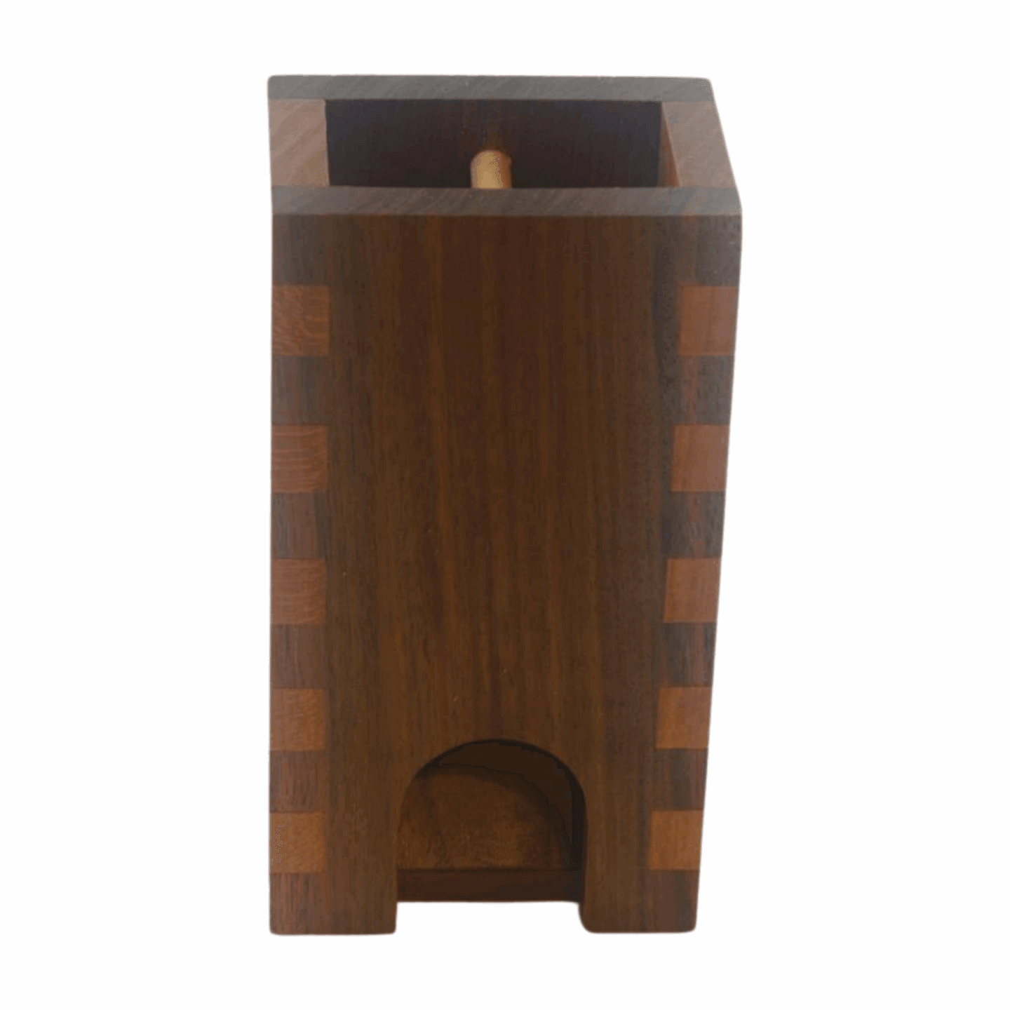 Small Walnut and Cherry Box Joint Dice Tower with Runes - Dragon Armor Games