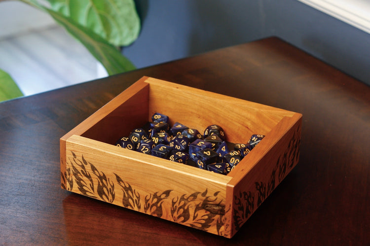 Small Cherry Wood Dice Tray for DnD - Dragon Armor Games