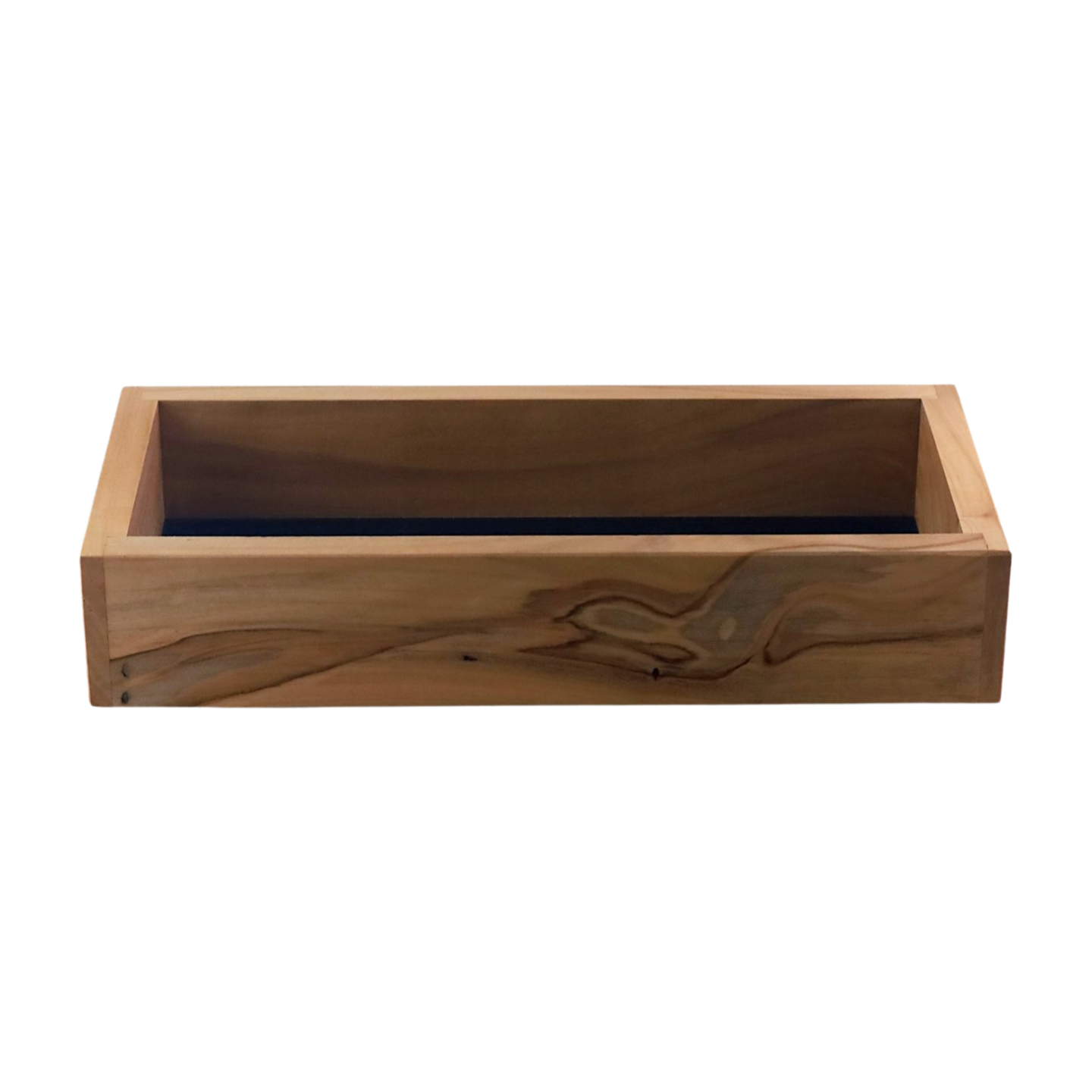 Wooden Dice Tray with Black Leather Rolling Surface