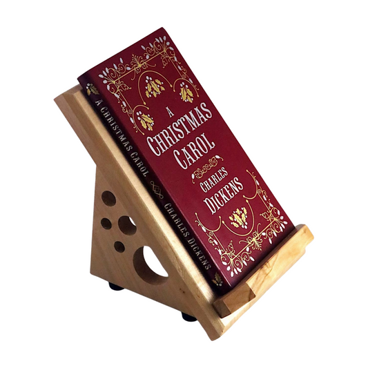 Maple Wood Book Display with A Christmas Carol Book