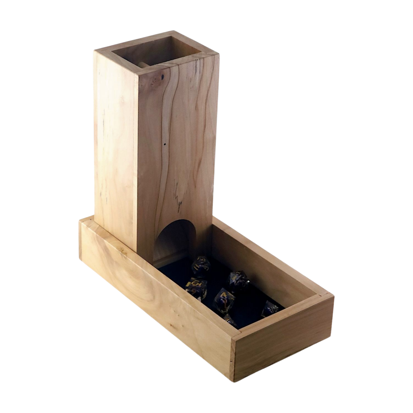Wooden Dice Tray and Tower with Dice