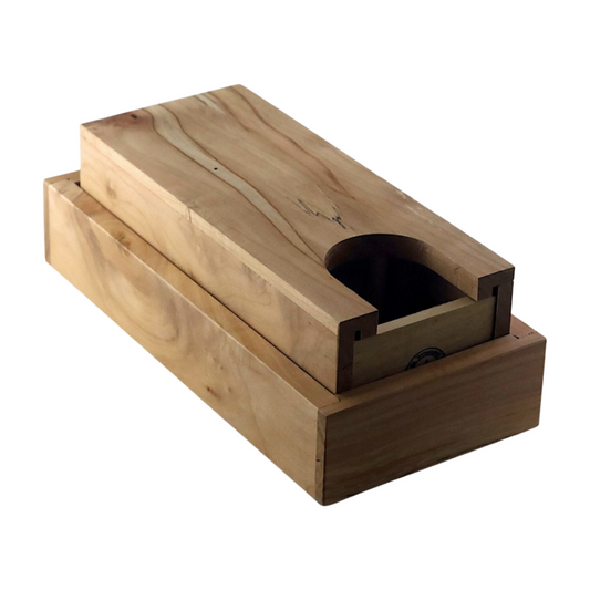 Wooden Dice Tower Laying in Maple Dice Tray