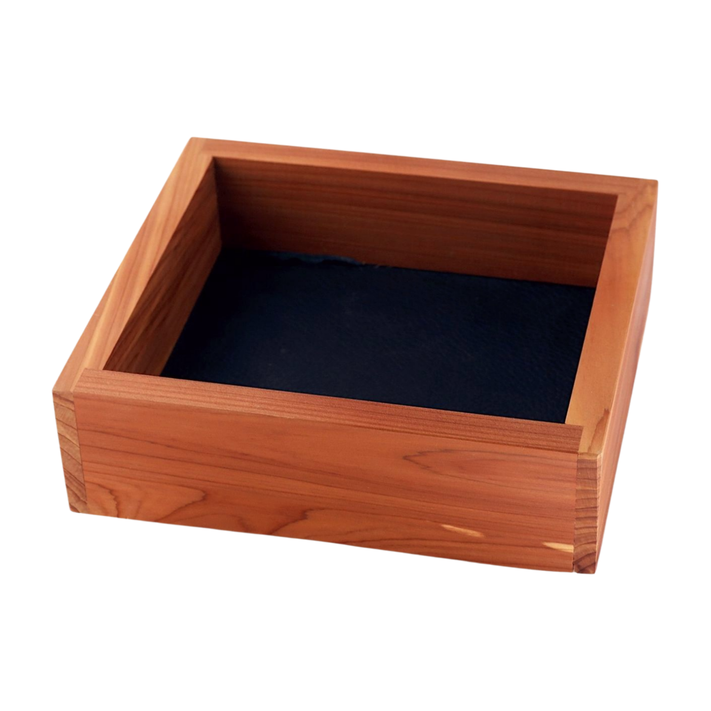 Small Cedar Dice Tray with Black Leather
