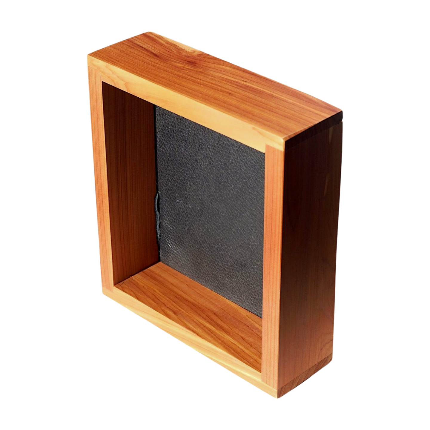 Small Cedar Dice Tray with Black Leather