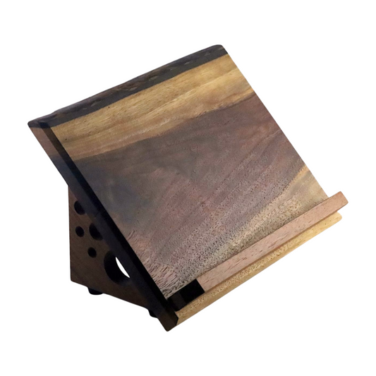Straight live edge walnut book stand