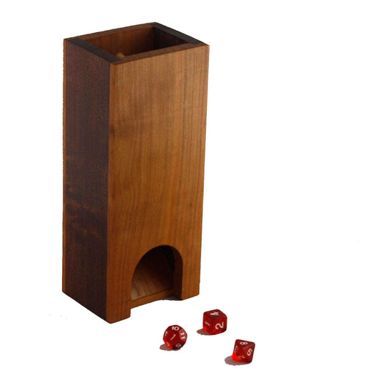 Premium hardwood dice tower made from cherry and walnut.  The front and back are made from cherry and the sides are walnut.