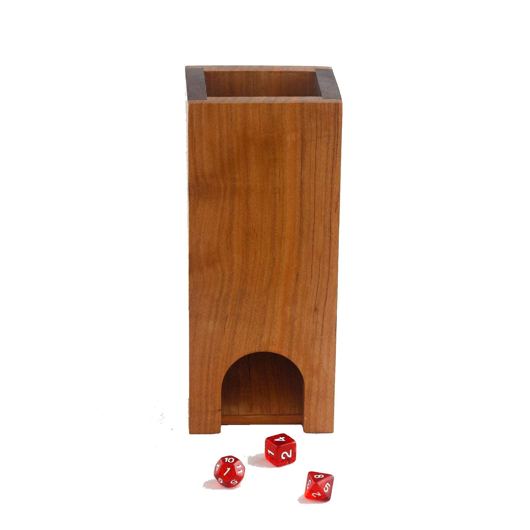 Premium hardwood dice tower made from cherry and walnut.  The front and back are made from cherry and the sides are walnut.
