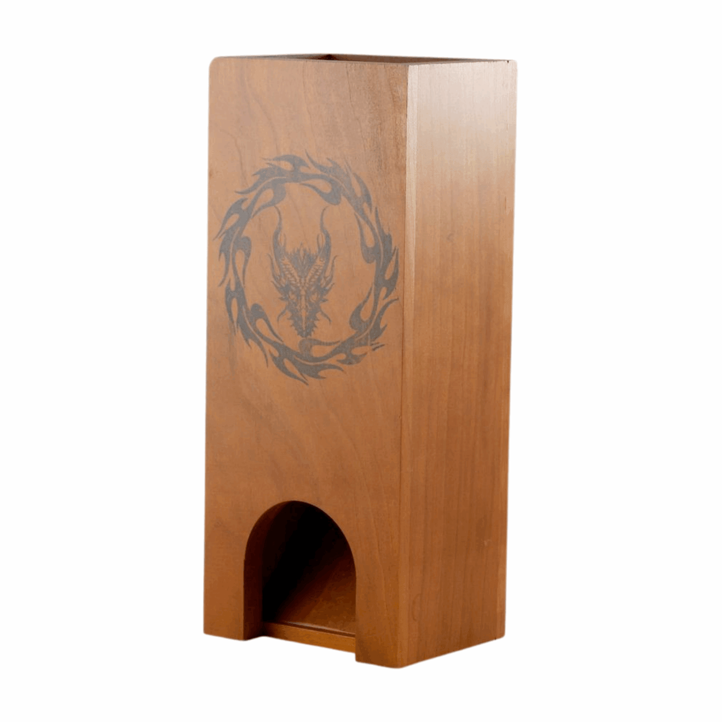 Cherry Dice Tower with Dragon Encircled in Flames - Dragon Armor Games