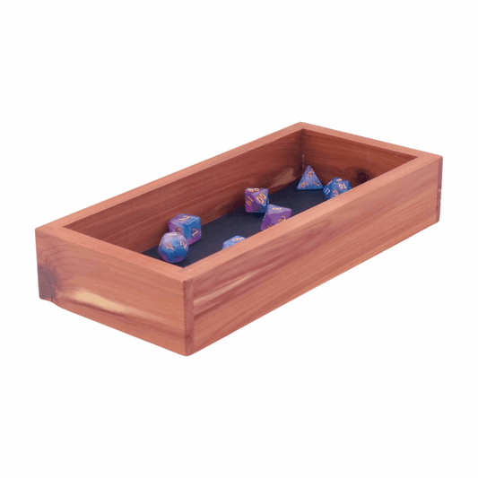 Aromatic Cedar Dice Tray for DnD, Pathfinder, Yahtzee, Bunco, Farkle, Shadowrun, Wooden Valet Tray, Dad Gift for Gamer, Dice Rolling Tray - Dragon Armor Games