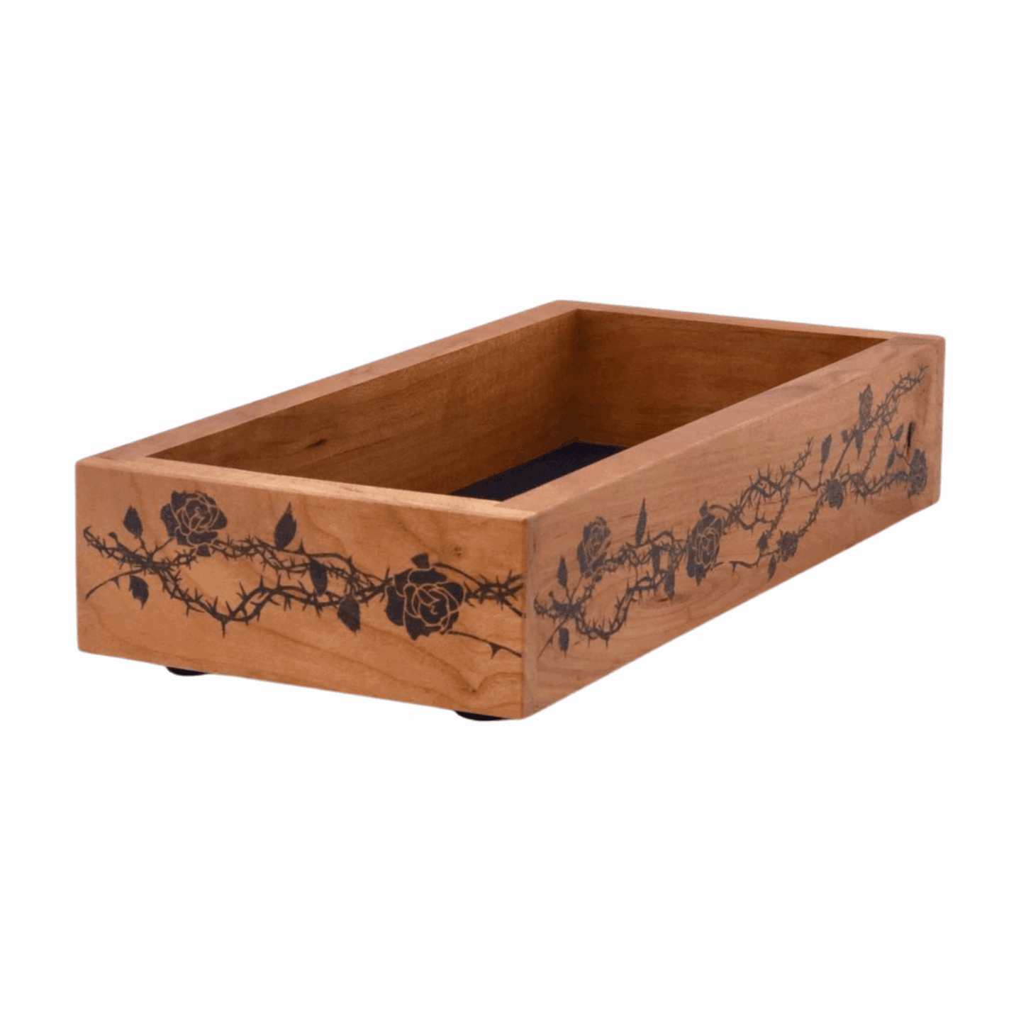 Dark Cottagecore Rose & Thorn Portable Dice Tray Wood for TTRPG, Pathfinder, Bunco, DnD Dice Rolling Tray, Gothic Rose Trinket Tray DM Gift  - Dragon Armor Games