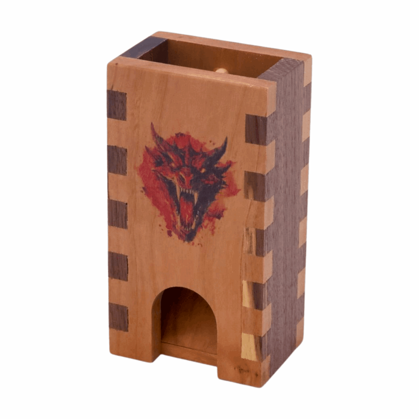 Red Dragon Dice Tower Wood for Role Playing Games, Dungeons and Dragons 5e, Shadowrun, Pathfinder 2e, DnD Dice Roller Wooden, Gamer Dad Gift - Dragon Armor Games